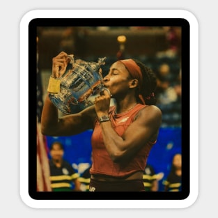 Vintage Coco gauff trophy kiss Sticker